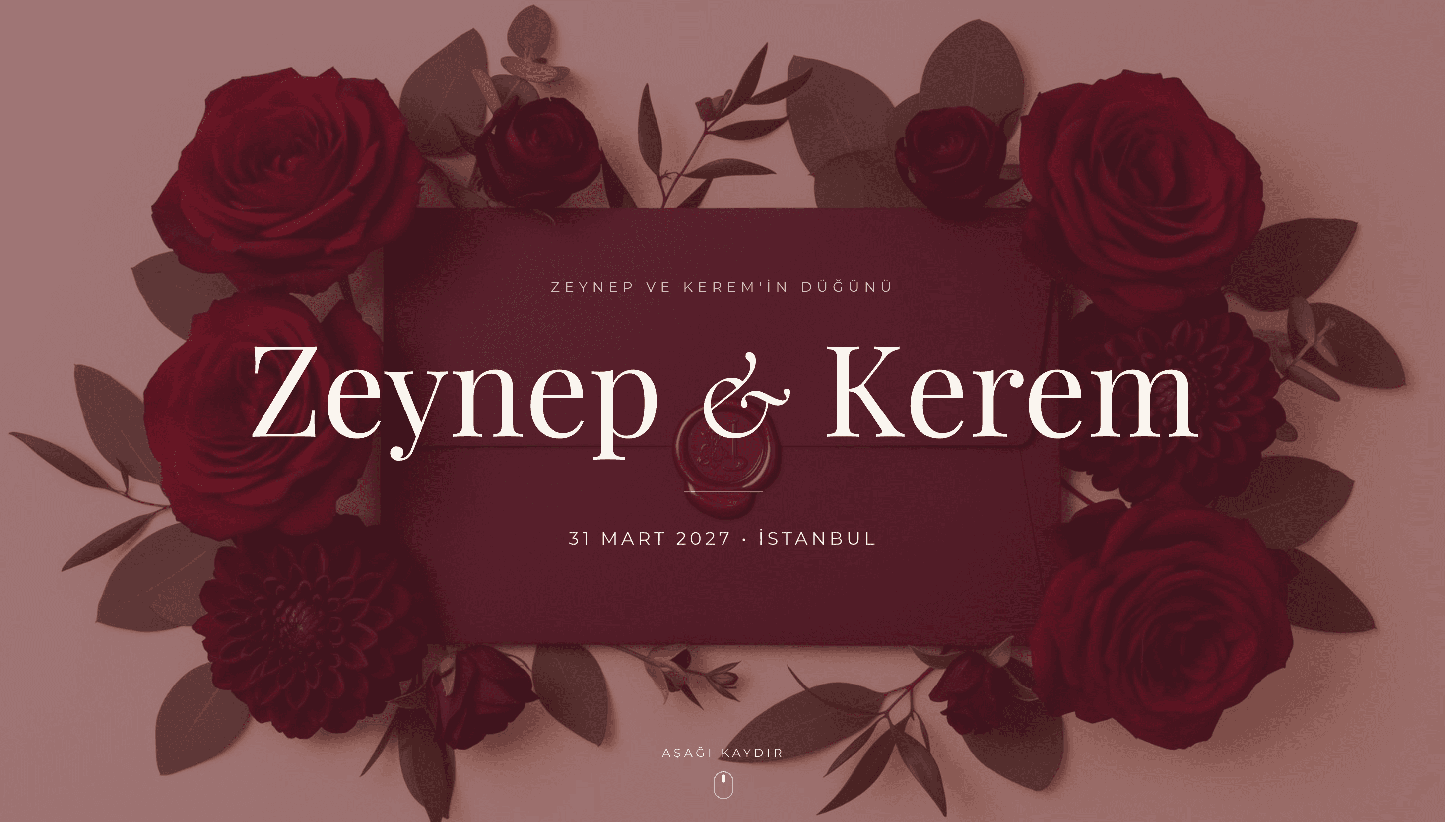 Zeynep & Kerem davetiyesinin tasarım önizlemesi